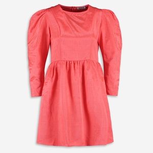 NWT BATSHEVA Coral Prairie Puff Sleeve Dress